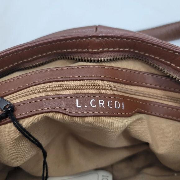 L CREDI GENUINE LEATHER Women's ITALY SHOULDER BAG Camel Brown - Picture 3 of 16